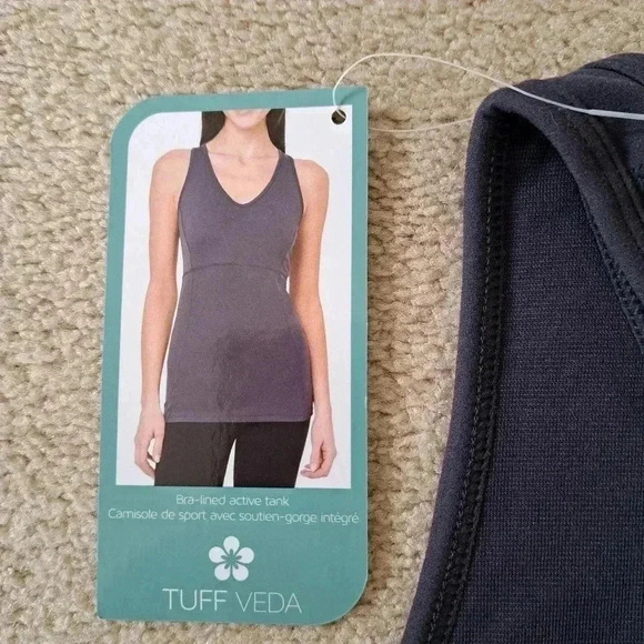 NWT  Tuff Veda Active Tank Grey Large Workout Top with Built In Bra - Picture 7 of 10